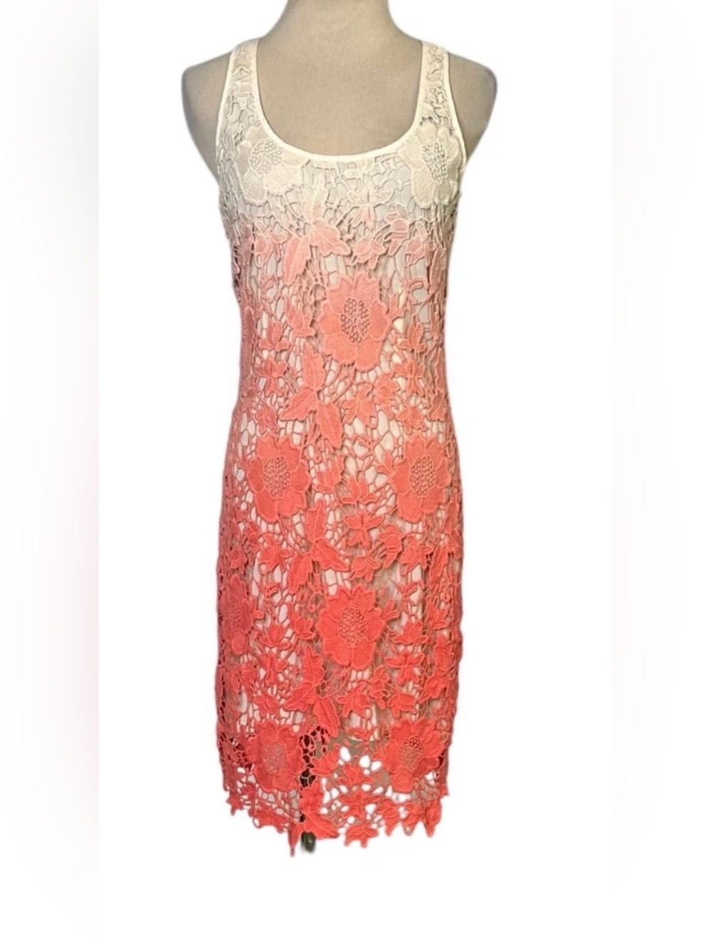 Buffalo cream melon ombre eyelet summer mini dress L